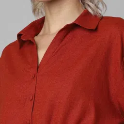 Only Maroon Regular Fit Shirt image 5