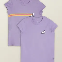 XY Life Kids Purple Cotton Printed T-Shirt (Pack of 2)-picture-12