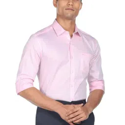 Arrow Light Pink Slim Fit Self Design Cotton Shirt-picture-17