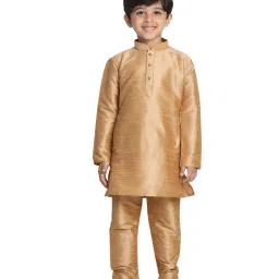 VASTRAMAY Kids Maroon & Rose Gold Embellished Kurta Set image 3