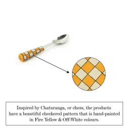 ExclusiveLane 'Shatranj Check' Hand-Painted Table Spoons In Stainless Steel & Ceramic (Set of 6) image 3