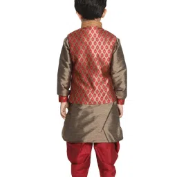 VASTRAMAY Kids Maroon & Rose Gold Embellished Kurta Set image 2