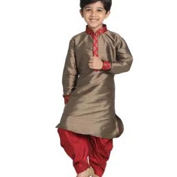 VASTRAMAY Kids Maroon & Rose Gold Embellished Kurta Set image 3