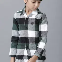Under Fourteen Only Kids Multicolor Cotton Chequered Full Sleeves Shirt Set image 5