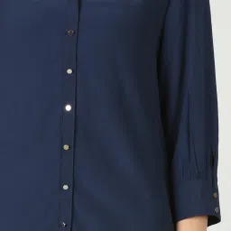 Mustard Navy Regular Fit Shirt image 5