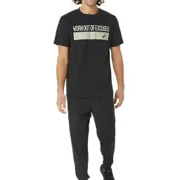 Asics Performance Black Cotton Regular Fit Printed Sports T-Shirt image 5