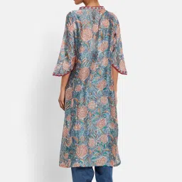 Fabindia Blue Printed A Line Layered Kurta image 2