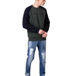 Allen cooper Olive & Navy Regular Fit Graphic Print Sweatshirt image 5