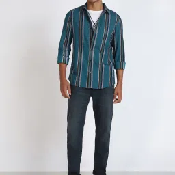 Lee Blue Slim Fit Striped Shirt image 5