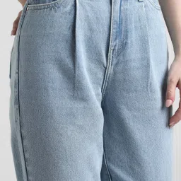 Only Light Blue Cotton Regular Fit High Rise Jeans image 5