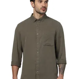 celio celio* Dark Khaki Loose Fit Oversized Shirt-picture-29