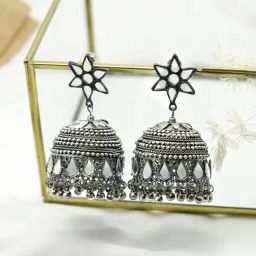 Teejh Ethnic Ekani Silver Oxidized Jhumki Earrings-picture-29