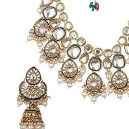 Priyaasi Ethnic Kundan Beaded Gold-Plated Necklace Set image 5