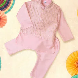 MeeMee Boys Embroidered Mandarin Collar Straight Kurta with Pyjamas-picture-15