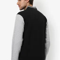 Campus Sutra Black & Grey Cotton Regular Fit Colour Block Jacket image 2