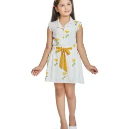 Peppermint Kids White & Yellow Printed Dress image 1