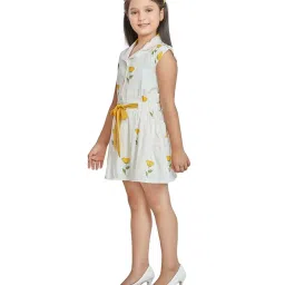 Peppermint Kids White & Yellow Printed Dress image 3