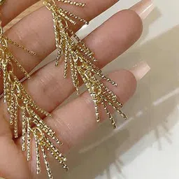 Aurum & You Gold Plated Tasselled Contemporary Drop Earrings image 2