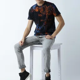 Huetrap Men Black & Blue Printed Round Neck T-shirt-picture-20