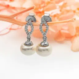 Silberry 92.5 Sterling Silver Pearl Fruit Earrings for Women-image-19