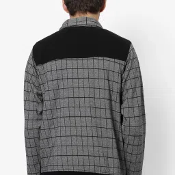 Campus Sutra Black & Grey Cotton Regular Fit Checks Jacket image 2
