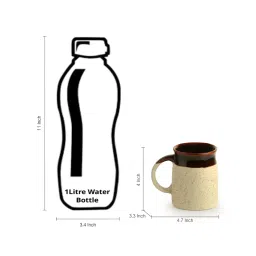 ExclusiveLane Dark Brown & Cream Ceramic Coffee Mugs - Set of 4 (320ml) image 2