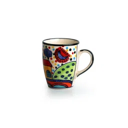 ExclusiveLane Hand-painted Multicolor Ceramic Coffee Mugs - Set of 4 (270ml) image 4
