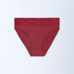 Wunderlove by Westside Red Lace Hi-Leg Cotton-Blend Briefs - Pack of 3 image 3