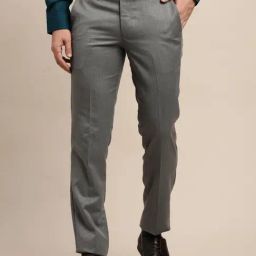 Turtle Grey Slim Fit Self Design Trousers-picture-33