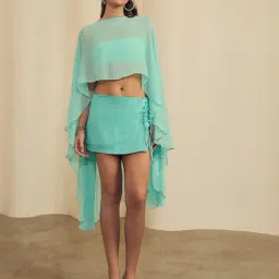 Label Frow Green Water Sequins Georgette Nova Mini Skirt-image-30