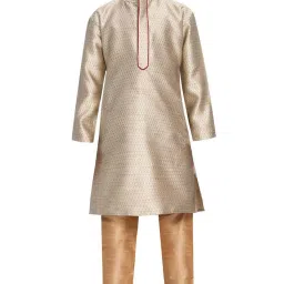 VASTRAMAY Kids Beige & Rose Gold Self Pattern Kurta Set image 4