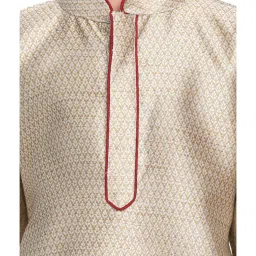 VASTRAMAY Kids Beige & Rose Gold Self Pattern Kurta Set image 5