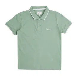 Pepe Jeans Kids Sage Green Solid Polo T-Shirt-image-44
