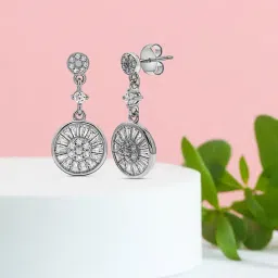 Silberry 92.5 Sterling Silver Wheel Drop Earrings for Women-image-83