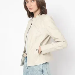 Vero Moda Beige Solid Full Sleeves Jacket image 3