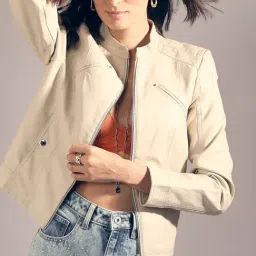 Vero Moda Beige Solid Full Sleeves Jacket image 4