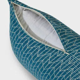 Fabindia Home Mihira Woven Teal Cotton Cushion Cover image 5
