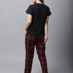 Boston Club Black & Maroon Cotton Printed Top Pyjama Set image 2