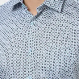 Van Heusen Blue Cotton Regular Fit Printed Shirt image 4