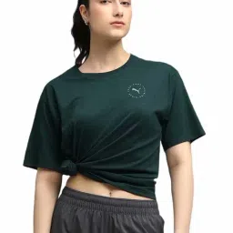 Puma Green Terrain Chrome Sweat Wicking Graphic Relaxed Fit Training T-Shirt-image-86