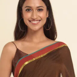 Suta Brown Plain Saree Without Blouse image 5