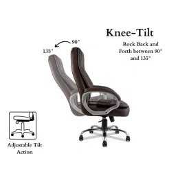 ib basics Aster Executive High Back Ergonomic Revolving Leatherette Office Chair with Caster Wheels, Brown image 5