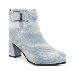 SHUZ TOUCH Blue Denim Block Heel Casual Boots image 5