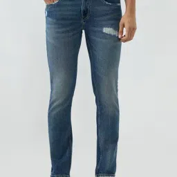 Spykar Mid Blue Solid Regular Fit Mid Rise Jeans-image-63