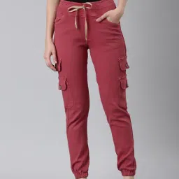 SHOWOFF Mauve Denim Regular Fit Mid Rise Cargo Jeans-image-1