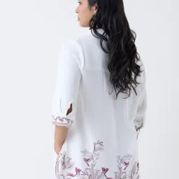 Gia by Westside White Foliage Printed Shirt image 2