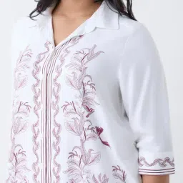 Gia by Westside White Foliage Printed Shirt image 4