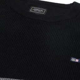 Arrow Men Black & Grey Colourblocked Pullover image 2