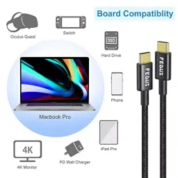 FEDUS Type C to Type C Fast Charging Cable Black 2 m image 2