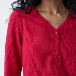 Superstar by Westside Red Waffle-Textured Top image 4